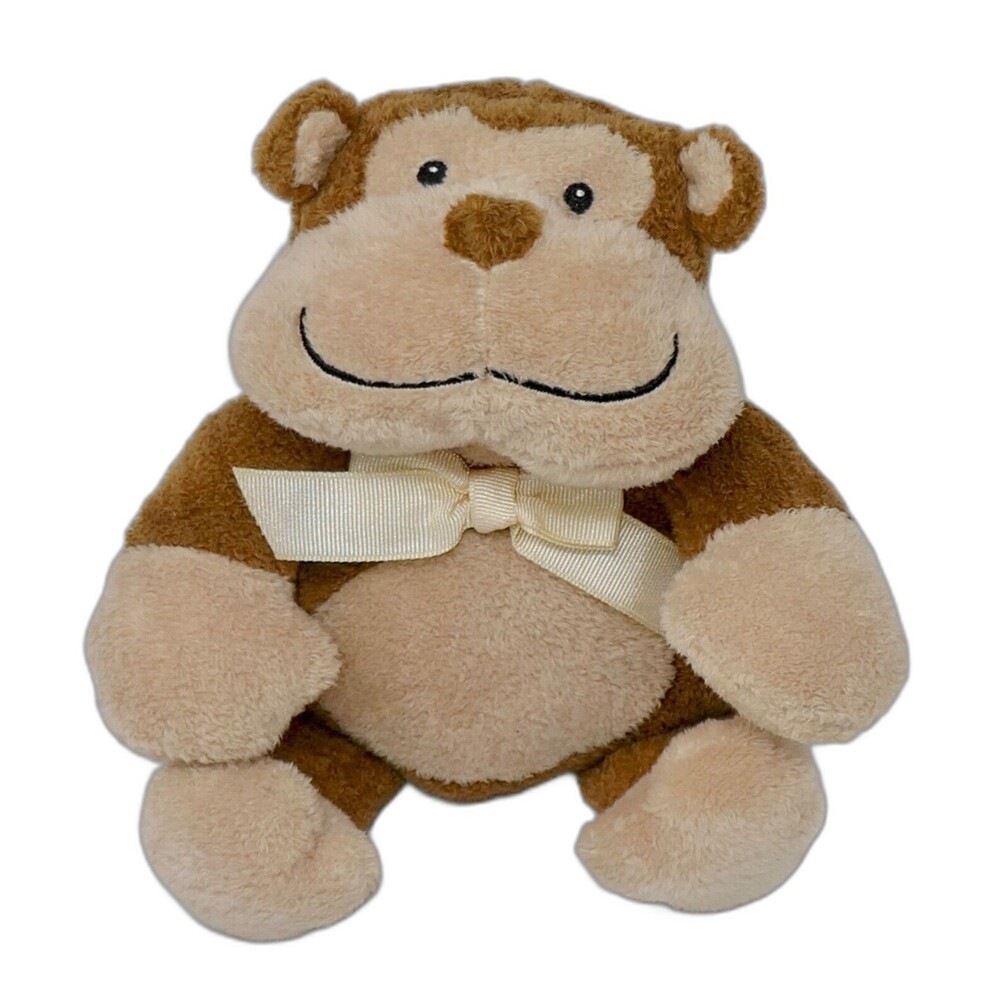Baby Adventure Brown Cream Tan Monkey 9" Stuffed Animal Plush with Rattle